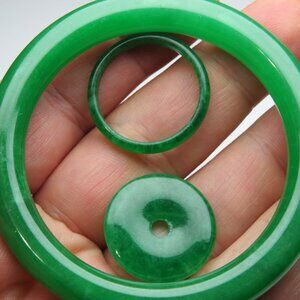 "Natural Jade bangle +   FREE Jade Ring & Jade Donut 53mm-55mm "